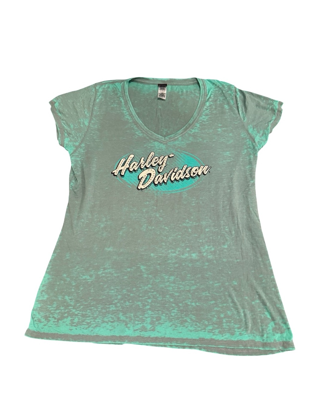 Harley-Davidson 3XL Green Burnout V-Neck Graphic Tee Three Rivers Pittsburgh